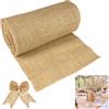 Dhisperares 20 cm X 6 M Jute Table Runner Rotolo, Runner Juta Al Metro,Juta Tessuto,Nastro In Juta Naturale 100% per Matrimoni, Decorazione Naturale Della Tavola In Stile Country, Festa Ecologica e Dell'Ambiente