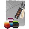npluseins Lenzuolo con angoli elasticizzati, classico, in jersey, in diversi colori e misure, 100% cotone, 159,192, 80-90 x 190 cm, colore: argento