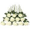 Kisflower 12 Pezzi Rose Fiori Artificiali Realistici Fiori a Stelo Singolo Bouquet di Rose di Seta per Decorazioni per la Casa di Nozze (bianco)