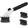 SZDPC Spazzola per piatti con dispenser di sapone, spazzola da cucina con manico per la pulizia di piatti, pentole e lavelli (nero)