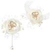 SSyang 2 pezzi polso e corpetto in raso rosa corpetto e fiore, per matrimonio da polso da uomo Boutonniere Polso Corsage, Matrimonio Boutonniere,per feste di nozze, 10.5 * 7cm,7 * 7cm(bianco)