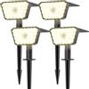 GOLUMUP Luci Solari da Giardino con Sensore di Movimento, Lampade Solari da Esterno 4 Pezzi, 4 Modalità di Lavoro, IP67, Installazione a Parete o a Terra per Cortile e Garage - Bianco Caldo