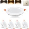 Sweier Faretti LED da Incasso per Cartongesso, 5W 480LM Faretti da Incasso Soffitto, Regolabile Caldo 3000K Neutro 4000K Freddo 6000K Faretto Incasso Bagno IP44, Alluminio, Foro Ø80-90mm, Set di 5