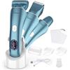 Hatteker Rasoio Elettrico Donna 3 en 1 Rasoio Parti Intime IPX7 Impermeabile Depilatore Corpo Donna LED Display(Blu)