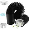 ComPDCVD 125mm Nero Tubo di Scarico 6 m Condotti Tubo di Ventilazione Flessibile in Alluminio PVC con 2 Fascette in Acciaio per Aria Condizionata Asciugatrice Cappa Aspirante ventilatore di scarico