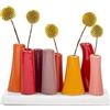 Chive Vaso di fiori multi-camera 'Pooley 2' - Carino e bellissimo vaso in ceramica per fiori e piante da appartamento - zucca, arancione e rosso