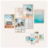 AG Design® Set DOPPIO LATO di 6 Poster Set Spiaggia e Stampe d'Arte | 4 pz x 30 × 42 cm + 2 pz x 21 × 30 cm | Per Camera da Letto, Soggiorno, Cucina e Ufficio | Senza Cornici | AP6 351372