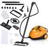 FANTASK Pulitore a vapore con 19 accessori e luce LED di avvertimento per tappeti, pavimenti, finestre, auto, 2000 W, tempo di riscaldamento: 5 minuti, temperatura: fino a 108 °C, serbatoio: 1,5 l