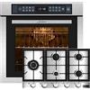 Kaiser Fornello a induzione EH 6306 R + KG 9357, Forno da incasso, 79L 15 Fkt. Grill Air Fryer Full Touch + Fornello a gas da incasso 90 cm, WOK Turbo-Bruciatore - 3,8 kW