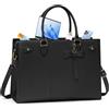 RAINSMORE Borsa Lavoro Donna PU Pelle Borsa Porta PC Donna Ufficio Borsa Università donna Tote Bag Tracolla Grande 15.6 Pollici Nero