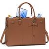 RAINSMORE Borsa Lavoro Donna PU Pelle Borsa Porta PC Donna Ufficio Borsa Università donna Tote Bag Tracolla Grande 15.6 Pollici Marrone Scuro