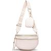 KUNKUN marsupio donna elegante tracolla bianco borsa a tracolla con portamonete staccabile pelle vegana borse a mano donna con 5cm tracolla larga regolabile piccola tasca sul petto