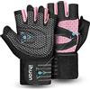 ihuan Guanti da fitness imbottiti, ideali per allenamento con forza e palestra, antiscivolo e traspiranti, adatti per uomo e donna, rosa, S
