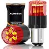 AUHSSAN 1157 BAY15D P21/5W Lampadine LED, Rosso Super Brillante 12V 24V Non Polarità 2835 18SMD Lampadines LED per le Luci di Segnale, Luci di Retromarcia, Lampadina a Coda, Lampada di Luce Diurna (2Pezzis)