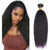 Tuheerst Yaki Wave Human Hair Bundles Natural Black Naturale Capelli Veri Ricci Tessitura Human Hair Extension capelli Single Bundle Double Weft Remy Hair for Woman 12 Inch