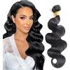 Tuheerst Body Wave Human Hair Bundles Natural Black Naturale Capelli Veri Ricci Tessitura Human Hair Extension capelli Single Bundle Double Weft Remy Hair for Woman 14 Inch