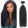 Tuheerst Curly Wave Human Hair Bundles Natural Black Naturale Capelli Veri Ricci Tessitura Human Hair Extension capelli Single Bundle Double Weft Remy Hair for Woman 14 Inch
