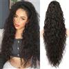 PORSMEER Coda di cavallo da donna con fermaglio, lunga ondulata e riccia, extension per capelli con clip, per donna, 70 cm (nero-marrone)