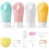 LilyAbeille Set di 13 Bottiglie da Viaggio in Silicone 89 ml con Ventosa, Contenitori da Viaggio per Liquidi Kit Viaggio Aereo Liquidi, Porta Shampoo da Viaggio Accessori Viaggio