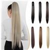 Benehair Coda di Cavallo Extension 53 cm Coda Capelli Extension con Pinza Sintetici Coda Finta Capelli Ponytail Extensions per Donna(Biondo Scuro Mescolato con Biondo Platino, 140g)