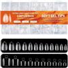 FFWTPY 2 Pezzi Set Unghie Finte 600 Tips Trasparenti Lunghe Ovali 500 Tips Pedicure Quadrate Kit Professionale Nail Art