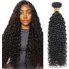 Tuheerst Curly Wave Human Hair Bundles Natural Black Naturale Capelli Veri Ricci Tessitura Human Hair Extension capelli Single Bundle Double Weft Remy Hair for Woman 16 Inch