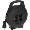Brennenstuhl Vario Line - Avvolgitore elettrico 4 volte/mini prolunga elettrica (avvolgicavo interno per la casa, 10 m di cavo, Made in Germany) nero