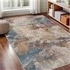 GENIMO - Tappeto Antiscivolo Moderno Astratto - 160x230cm - Corto Pile - Resistente e Facile da Manutenere - Adatto per Casa e Ufficio - Arancione Blu