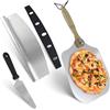 Holzsammlung Set di Pale per Pizza, 30cm (12 Pouces) Alluminio Spatola Pizza con Manico Pieghevole in Legno et tagliapizza en inox, pizza accessori per Famiglia Forno per Pizza Cottura Della Pizza