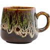 YlobdolY Tazza da caffè in ceramica da 350 ml con maniglia, tazza da tè vintage smaltata fluida tazze da caffè per latte tazze da tè rustiche per ufficio e casa, regalo unico per uomini e donne, verde