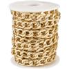 Boutigem Catena barbazzale in alluminio da 5 m, color oro, non saldata, grossa, cubana, 14,5 x 10 x 2 mm, per braccialetti fai da te, collane e gioielli