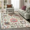 artyrugs Tappeto Lavabile in Lavatrice, 122x170cm, 75% Cotone Riciclato, Pelo Corto, Fondo Antiscivolo, Tappeti per Soggiorno, Camera da Letto, Cucina, Corridoio, Ufficio, Avorio & Rosa