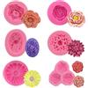 XFSRG 3D Stampi Fiori In Silicone per Dolci, Stampo Silicone Fiori Decorativo Dolci,Forma di Rose Fiore Stampo,set da 6 per decorazione torte, cupcake, caramelle