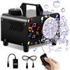 Oauir Gusix Bubble Machine, Wireless Remote Control Bubble Machine, Portable Bluetooth Bubble Blower 6 colori LED, telecomando, ideale per feste, matrimoni e bambini