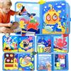 Meafeng Busy Board Libro Montessori Interattivo 1 Anno, Quiet Book sensoriale educativo, Giochi Montessori 1 2 3 4 Anni, Pannello di Feltro attività, Valigetta Montessori Bambini (Oceano)