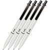 DOHE - Penna a sfera Elegance (4 pezzi) - inchiostro blu, punta 0,5 mm, fusto bianco, meccanismo di stampa touch, clip, alluminio, gommato, morbido