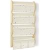 wooshwa Libreria Montessoriana per Bambini da Parete 4 Ripiani e 3 Tasche Porta Libri Bambini Scaffale Salvaspazio Legno 81x43x8cm - Terrazzo