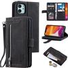 UEEBAI Custodia per iPhone 12 mini 5.4 inch, Portafoglio in Pelle PU Retro Antiurto Flip Cover Antiurto con Slot per Schede Funzione Stand Chiusura Magnetica - Nero