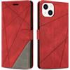 SONWO Cover per iPhone 13, Flip Caso in PU Pelle Case Cover Custodia con Slot per Schede e Supporto Stand per iPhone 13, Rosso