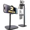 COOPER ChatStand 2-Pack - Supporto per cellulare regolabile in altezza per scrivania | Ruotabile, inclinabile, supporto telescopico 9-13 per visualizzazione a livello occhi (Nero notte, 2 pz)