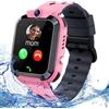 Puhiuyoi Smartwatch Bambini GPS, Orologio Smartwatch Bambini Telefono Cellulare Voce Chat SOS Touchscreen IP68 Giochi Sveglia, Smart Watch Bambina GPS Regalo per Ragazzi Ragazze Studenti
