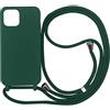 PuYu Zhe Cover con Cordino compatibile con iPhone 13 Pro,Cellulare Girocollo Custodia con Corda Silicone Case TPU Bumper Regolabile Necklace laccio Shell-Verde scuro