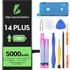 LL Trader Batteria per iPhone 14 Plus, 5000mAh Batteria ai ad alta capacità con strumenti di riparazione