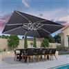 PURPLE LEAF Ombrellone Rettangolare 3x4 m in Alluminio, Rotazione a 360°,con Manovella e Protezione UV 50+, Grigio