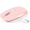 PINKCAT Bluetooth Mouse Senza Fili, 2.4G Mouse Ottico Slim, Design Portatile e Click Silenzioso, per Laptop, PC, Mac, Ufficio Linux, Nero (Rosa)