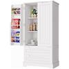 Bealife Credenza Cucina Moderna 120x40x60 cm - Armadietto Organizzatore, Mobile Alto con 2 Doppie Porte, 2 Cassetti e Ripiani Regolabili per Soggiorno, Sala da Pranzo Bianco