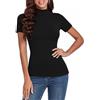 Totatuit T-Shirt Donna Cotone on Collo Alto Sottogiacca Eleganti Top Slim Fit Elasticizzato Dolcevita Maglia Manica Corta Basic Lupetto