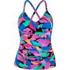 Ocean Blues Tankini da donna con controllo della pancia, push-up, scollo a V, solo top, bianco, L