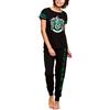 Elbenwald Case Harry Potter Pigiama Serpeverde Emblema Stampa Frontale e Logo su Pantaloni 2 Parti del Cotone delle Signore Nere - S