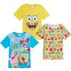 SPONGEBOB SQUAREPANTS Magliette per Bambini Confezione da 3 T-Shirt Ragazzi Ragazze Top per Travestirsi Estivi in Cotone Magliette Spongebob Regalo, Multi, 5-6 Anni